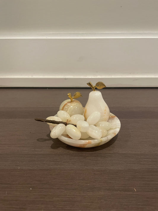 White Onyx Fruit Plate With Gold Accents